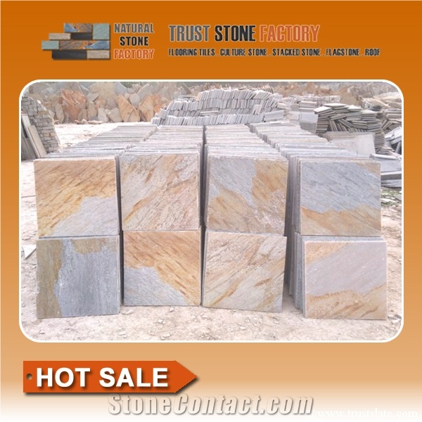 Yello Quartzite Stone Flooring Tiles, Beige Quartzite Paver Stone Tiles, Grey Quartzite Flooring Tiles