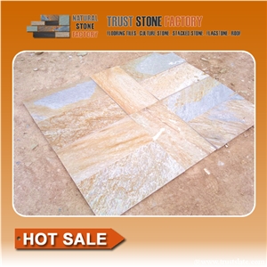 Yello Quartzite Stone Flooring Tiles, Beige Quartzite Paver Stone Tiles, Grey Quartzite Flooring Tiles