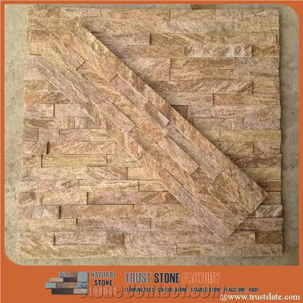 Yellow Granite Ledgestone, Tiger Skin Granite ,Golden Stone Veneer Siding for Homes