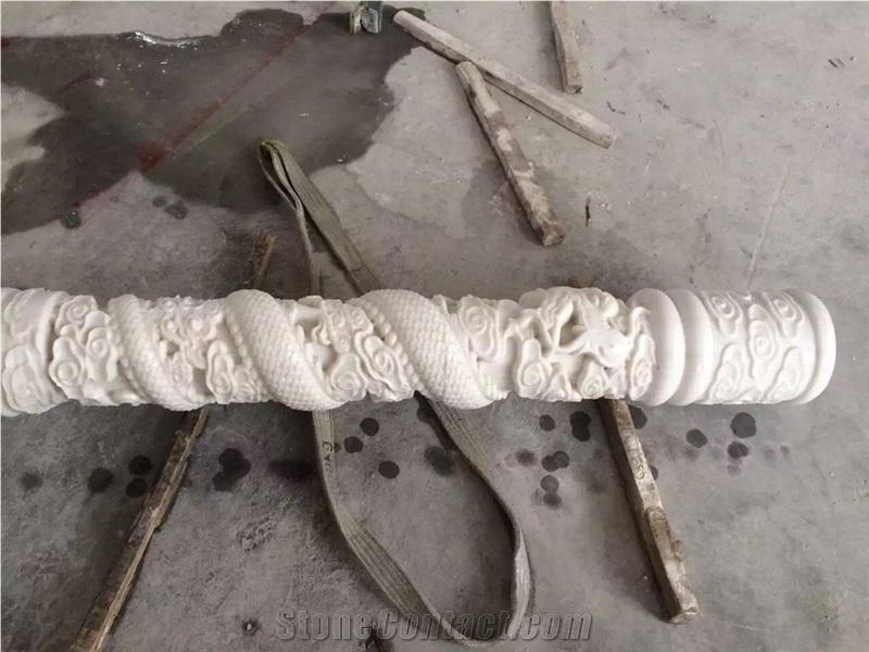 Pure White Marble Balustrade & Railings, White Marble Handrail