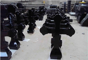 China Shanxi Black Granite Russian Style Polished Cross Tombstones