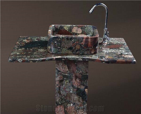 Low Price Wash Basin with China Multi-Color Color Pearl Granite