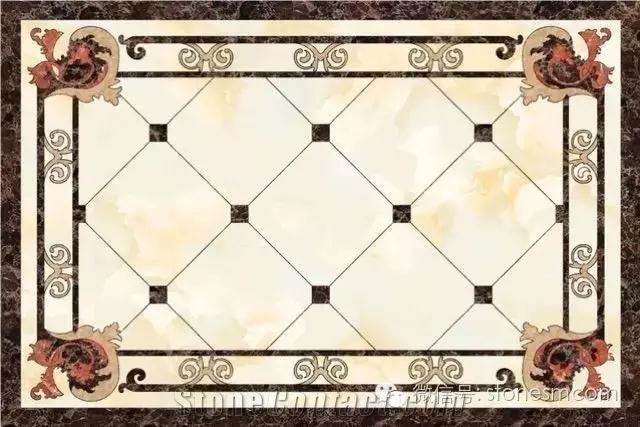 Marble Water-Jet Medallion, Floor Medallions, Square Medallions