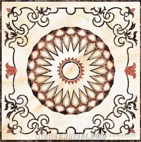 Marble Water-Jet Medallion, Floor Medallions, Square Medallions