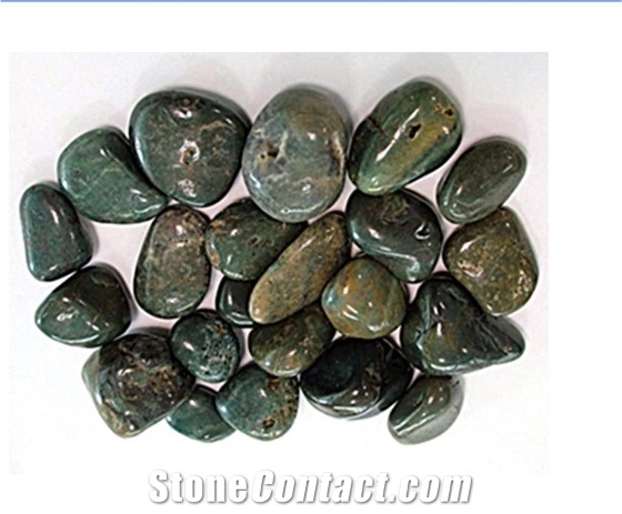 Mixed Green and Black Polished Pebble