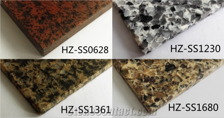 Multicolor Solid Surface Engineered Quartz Tiles