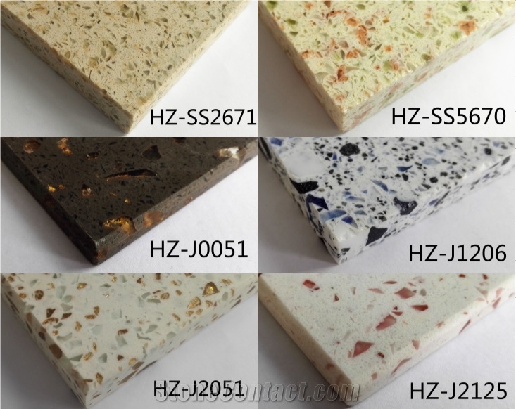 Multicolor Solid Surface Engineered Quartz Tiles