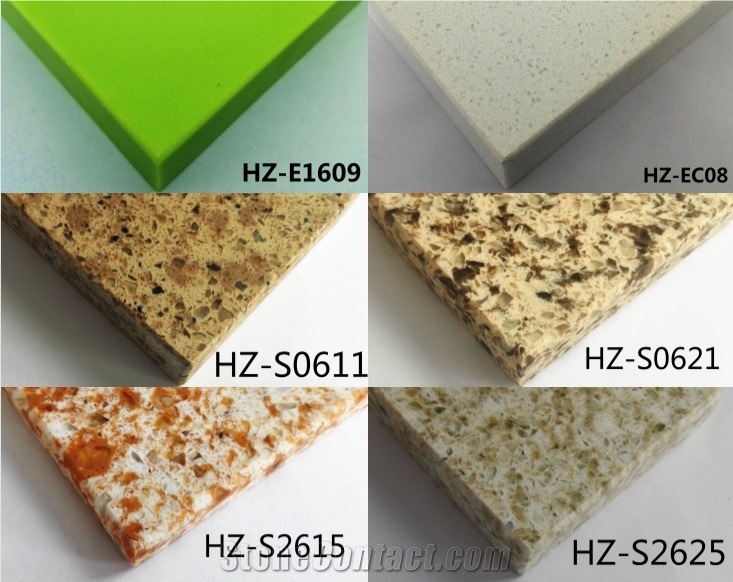 Beautiful Multicolor Solid Surface Engineered Quartz Tiles
