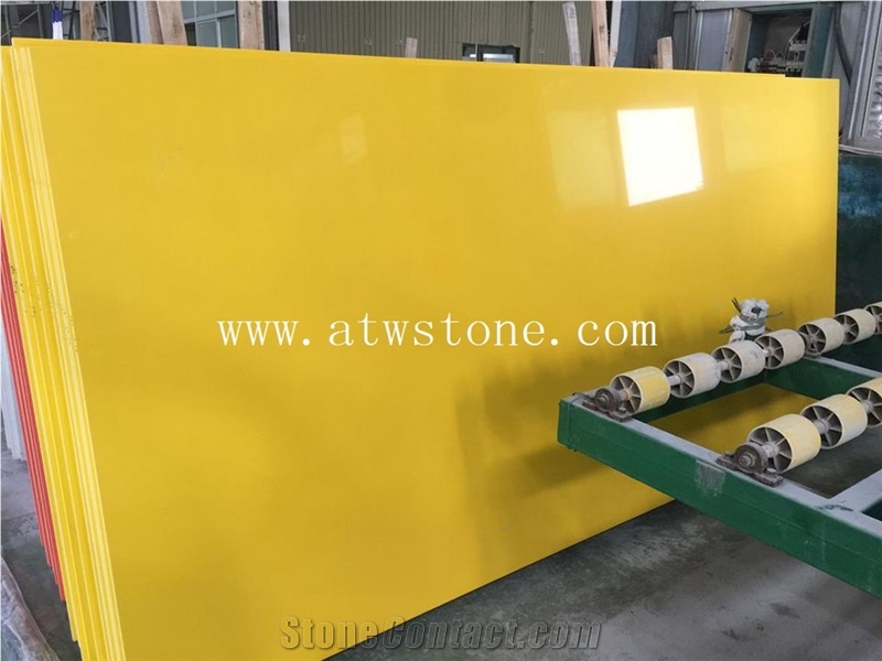 Pure Yellow Quartz Stone Slabs