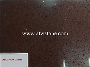 Star Brown Quartz Stone Slabs, Brown Quartz with Mirror Slabs