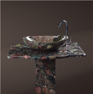 Bowls Bathroom Sink Rosso Marinace Red Granite Wash Basin
