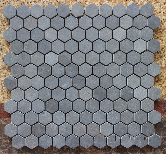 China Basalt Mosaic, Black Basalt Hexagon Mosaic