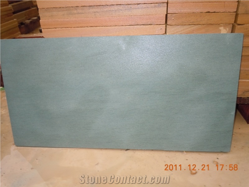 China Natural Honed Green Sandstone Slabs & Tiles