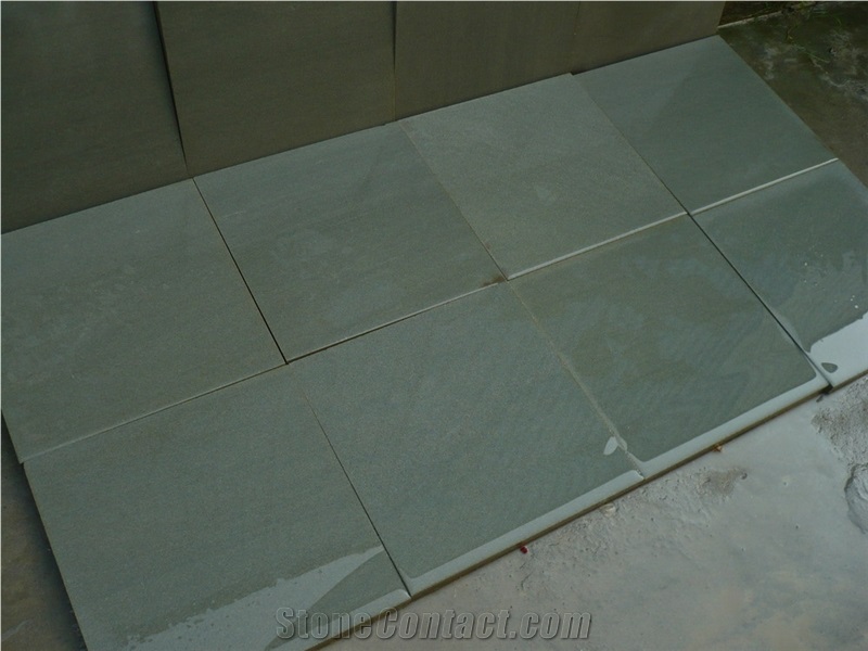 China Natural Honed Green Sandstone Slabs & Tiles