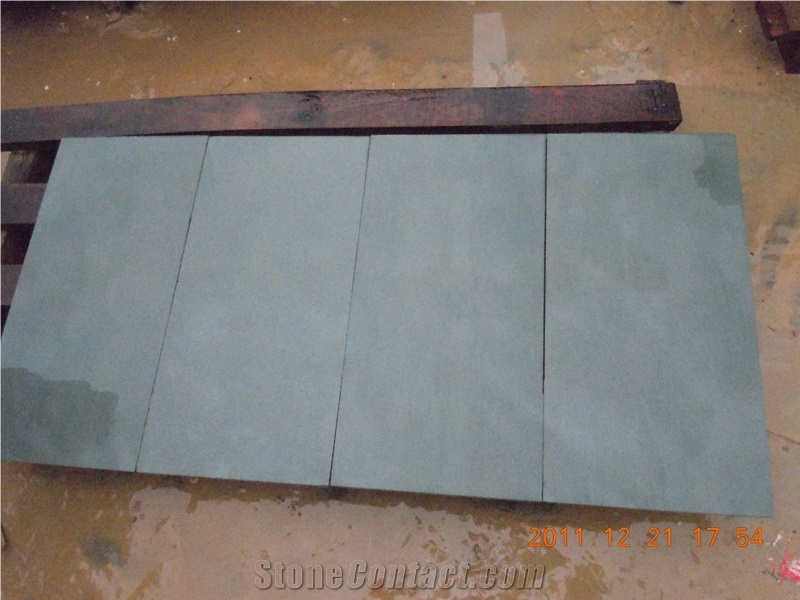 China Natural Honed Green Sandstone Slabs & Tiles