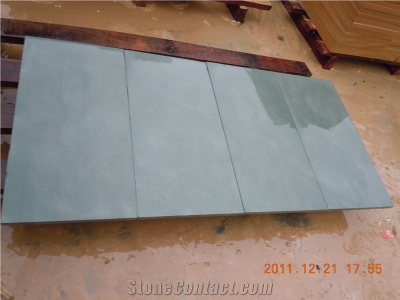 China Natural Honed Green Sandstone Slabs & Tiles