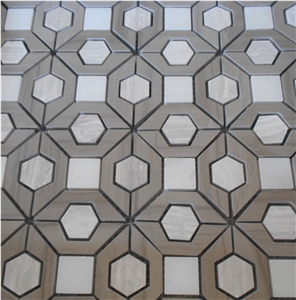 Hot Selling White Grey Marble Stone Mosaic Tile