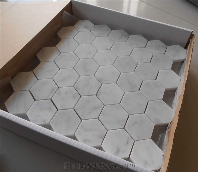 Made in China New Carrara White Marble Mosaic Bath