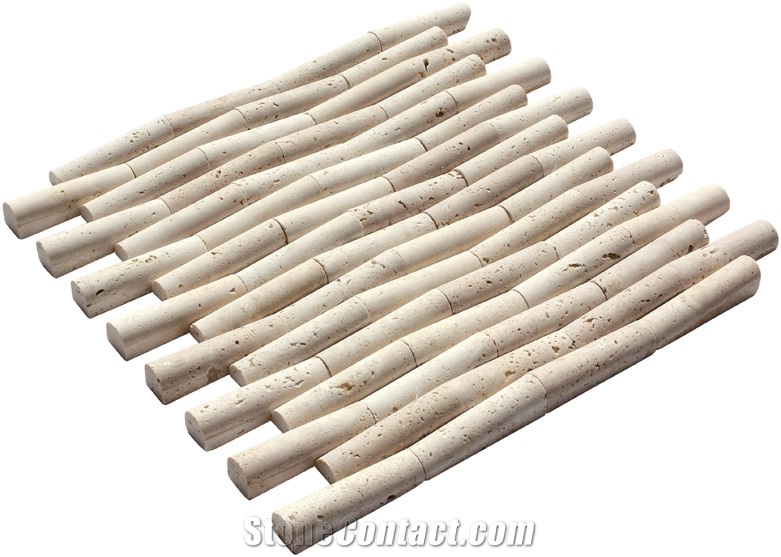 Light Travertine Bamboo Mosaic