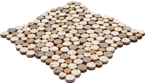 Round Mosaics, Mix(Light, Noce Gold)Travertine Round Mosaic Round Mosaics, Mix(Light, Noce Gold)Travertine Round Mosaic