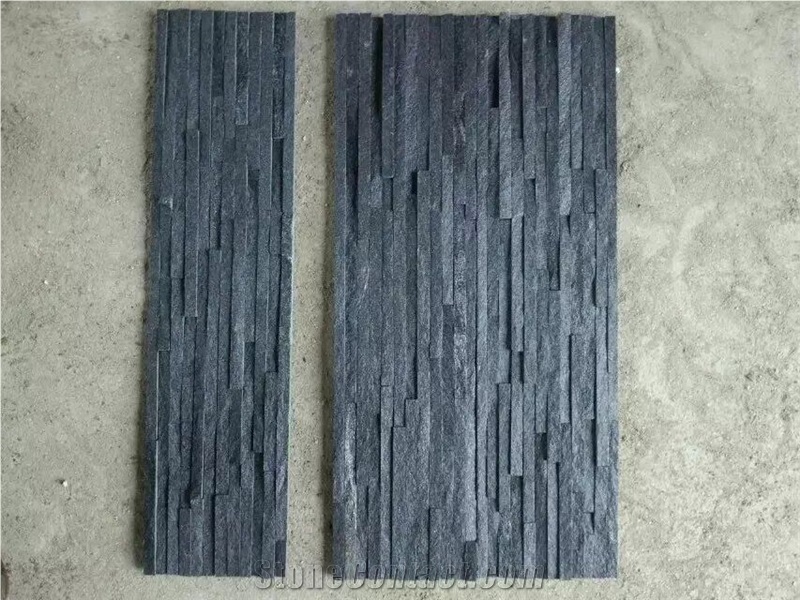 Black Quartz Flowing Water Wall Veneer Culture Stone Feature Wall