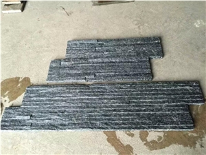 Black Quartz Flowing Water Wall Veneer Culture Stone Feature Wall