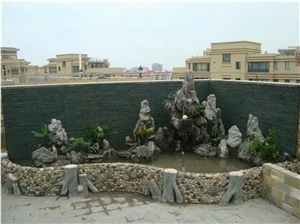Black Quartz Flowing Water Wall Veneer Culture Stone Feature Wall