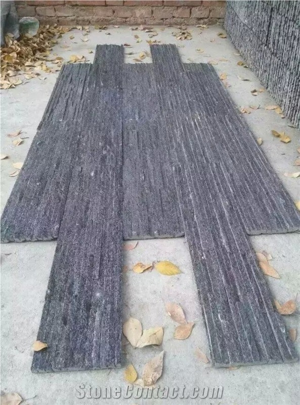 Black Quartz Flowing Water Wall Veneer Culture Stone Feature Wall