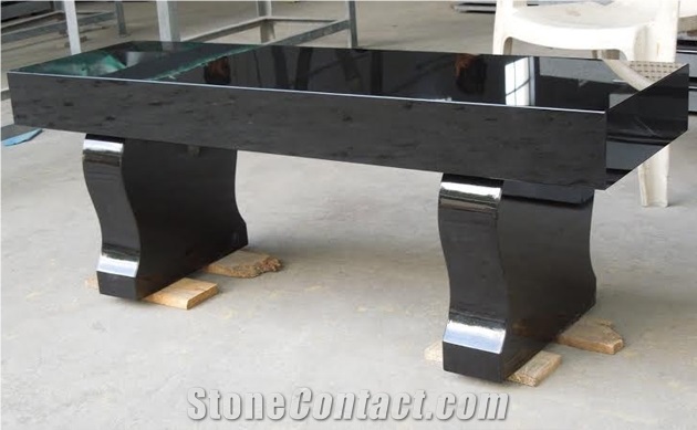 Cheap Tombstone Memorial Bench, Black Granite Memorial Bench