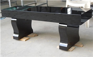 Cheap Tombstone Memorial Bench, Black Granite Memorial Bench