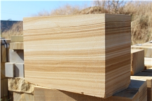 China Yellow Wooden Vein Sandstone Blocks