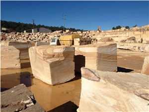 China Yellow Wooden Vein Sandstone Blocks