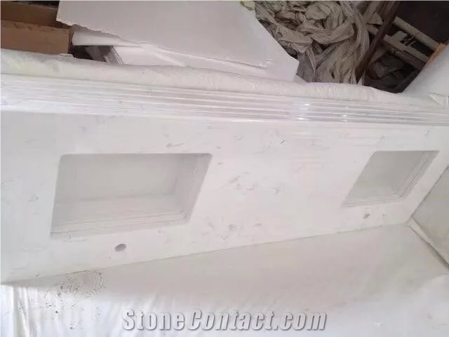 Niya-White Artificial White Marble Bathroom Top/Artifical Bianco Carrara White Marble Vanity Tops/ Engineered Stone Bathtops/Solid Surface Tops for Hotel Design