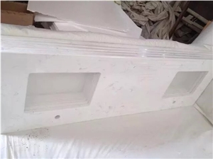 Niya-White Artificial White Marble Bathroom Top/Artifical Bianco Carrara White Marble Vanity Tops/ Engineered Stone Bathtops/Solid Surface Tops for Hotel Design