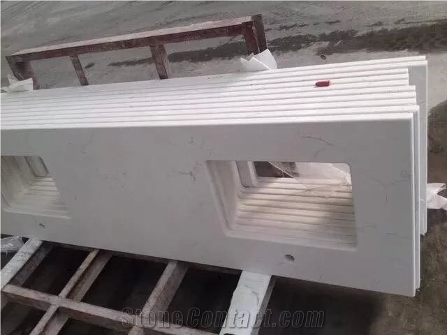 Niya-White Artificial White Marble Bathroom Top/Vanity Tops/ Engineered Stone Bathtops/Solid Surface Custom Tops