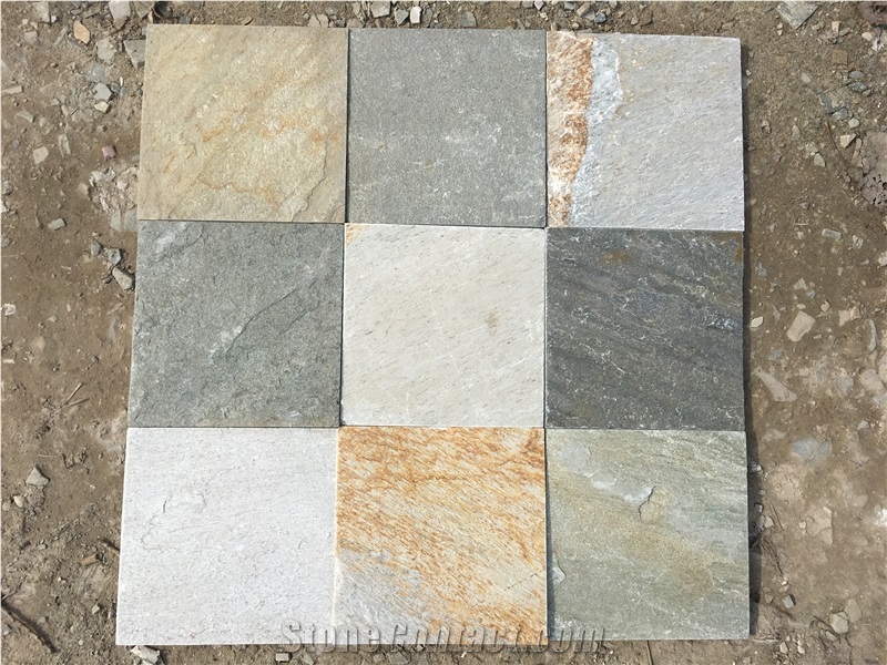 Good Colors P014 Natural Slate Floor Tiles, China Slate Patio Tile, P014 Yellow Slate