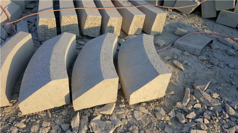 China G341 Light Grey Granite Fine Picked Radius Kerbstones