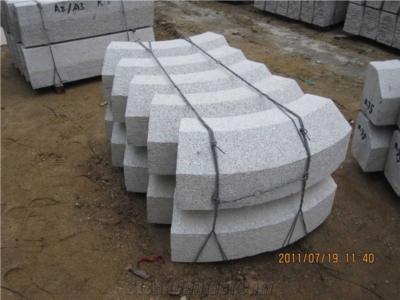 China G341 Light Grey Granite Fine Picked Radius Kerbstones