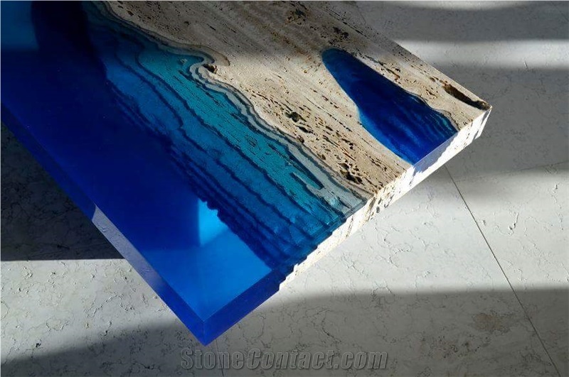 Travertine with Glass Table Tops
