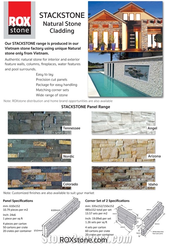 Roxstone Stackstone Panel Idaho, Mulcolor Quartzite Wall Cladding, Cultured Stone Viet Nam