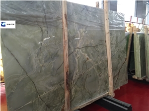 Reseda Green Onyx/Dark Green Jade Big Slabs & Tiles & Gangsaw Slab & Strips (Small Slabs) & Customized & Wall/Floor Covering