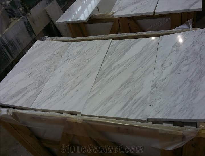 Volakas White Marble Slabs & Tiles, white polished marble flooring tiles 
