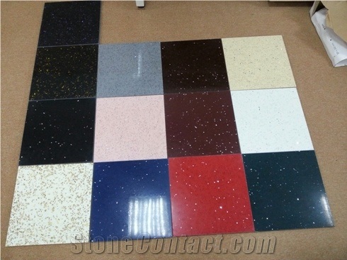 Vietnam Sparkle Quartz Tiles, White Quartz Tiles & Slabs, Polished Engineered Floor Tiles, Terrazzo