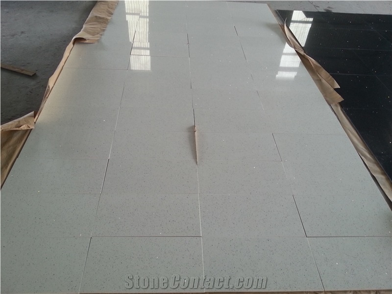 Vietnam Sparkle Quartz Tiles, White Quartz Tiles & Slabs, Polished Engineered Floor Tiles, Terrazzo