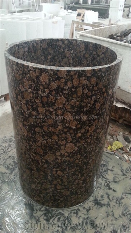 Brown Granite Columns, Baltic Brown Granite Columns, Coffee Brown Hollow Columns, Surface Polished Granite Pedestal Columns, Xiamen Winggreen Manufacturer