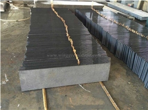 China Dark Grey Granite Staircases, G654 Granite Steps & Risers, China Impala Black Granite Stair Treads & Stair Thresholds, Flamed Sesame Black Granite Deck Stair, Winggreen Manufacturer