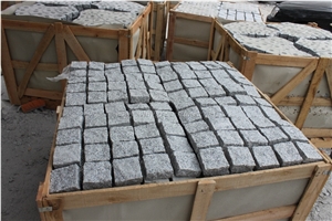 China Grey Granite Cubes on Net, G603 Cobble Stone, Squar Shape Granite Paving Sets, Sesame White Cube Stone on Net, G603 Floor Covering, Xiamen Winggreen Manufacturer