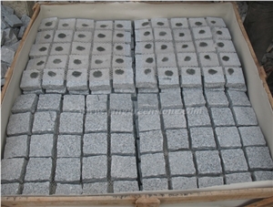 China Grey Granite Cubes on Net, G603 Cobble Stone, Squar Shape Granite Paving Sets, Sesame White Cube Stone on Net, G603 Floor Covering, Xiamen Winggreen Manufacturer