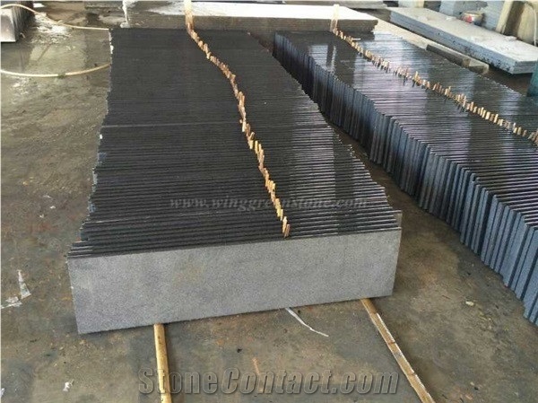 China Impala Black Granite Staircase, Polished G654 Granite Steps & Risers, Sesame Black Granite Deck Stairs, Dark Grey Granite Stair Treads & Stair Thresholds, Xiamen Winggreen Manufacturer