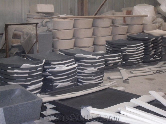 China Lava Stone Hand Basins, Hainan Grey Wash Bowls, Hainan Black Wash Basins, Round Shape and Squar Shape Bathroom Sinks, Xiamen Winggreen Manufacturer